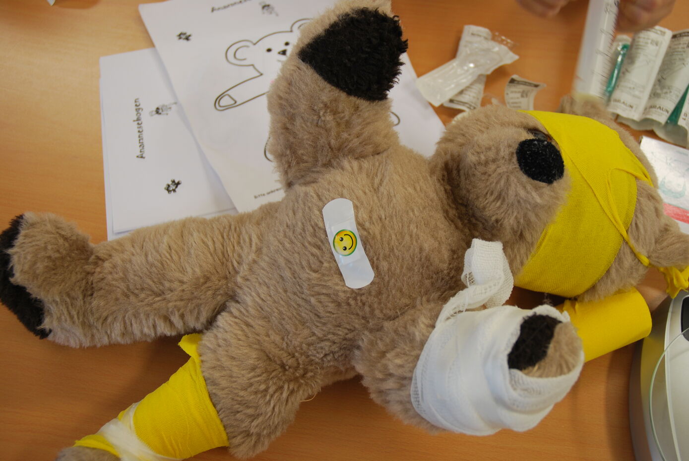 In der Teddyklinik am 23. Mai versorgen Medizinstudierende die kranken Lieblinge von Vorschulkindern. Foto: UKJ.