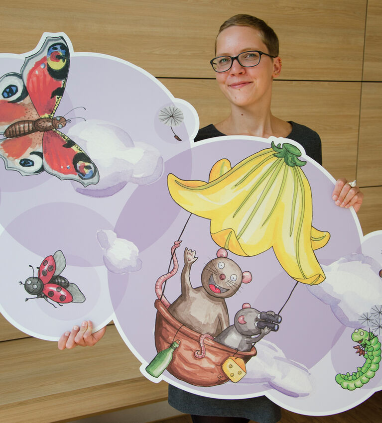 Wanda Gaertner hat für die vier Ebenen der Kinderklinik im Neubau des Universitätsklinikums Jena jeweils 90 Werke mit zauberhaften Aquarellen geschaffen. Foto: Judith Hirsch