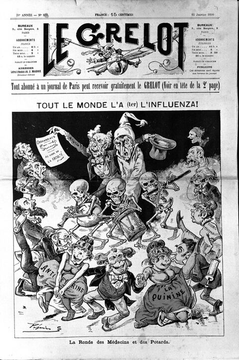 Pépin (E. Guillaumin), Caricature of an influenza epidemic, 1889. Source: Wellcome Collection; Creative Commons Attribution (CC BY 4.0)
