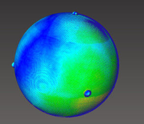 visualisiertes Alignment von 3D-Oberflächendaten einer Kugel