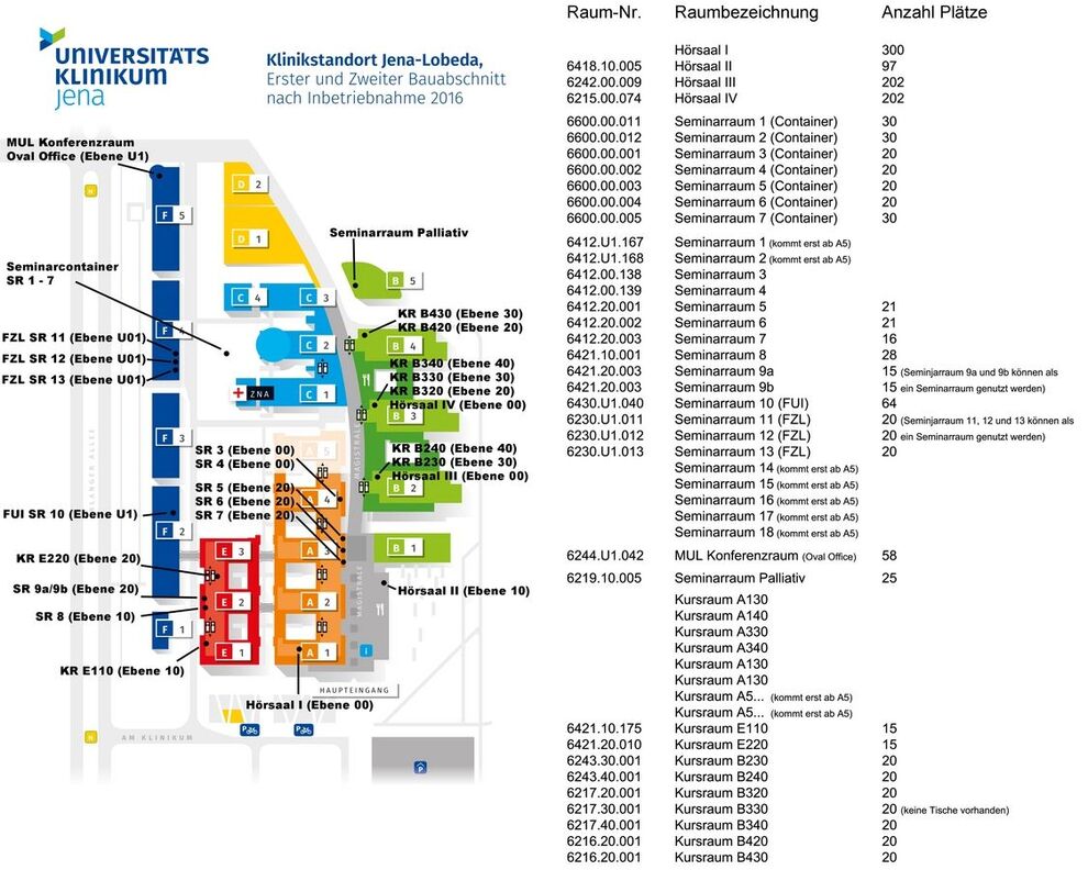 <center><strong>Lehrräume des Universitätsklinikums Jena-Lobeda</strong></center>
